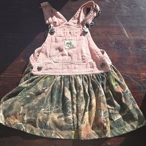 Bass Pro Shops Toddler Overall Dress 2T - Pink Denim & Camouflage Skirt
